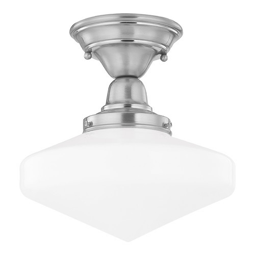 Design Classics Lighting 10-Inch Schoolhouse Ceiling Light in Satin Nickel FBS-09 / GE10