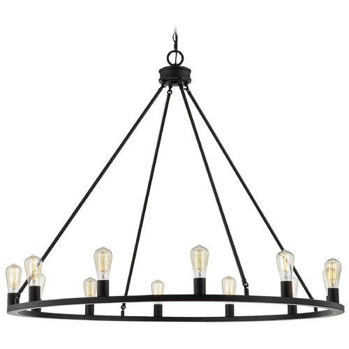 Design Classics Lighting Bainbridge 48-Inch Chandelier in Matte Black by Design Classics 1812-07