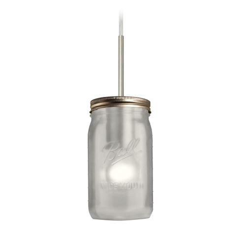 Canning Jar Light Mini-Pendant Frosted Glass Satin Nickel