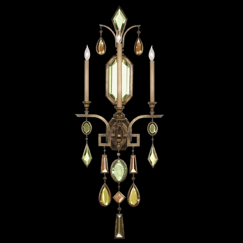 Fine Art Lamps Encased Gems Bronze Patina Sconce