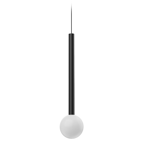 Elixir 17.75-Inch LED Pendant in Black with Opal Glass Globe by Kuzco Lighting