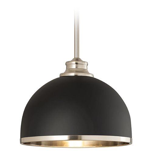 Z-Lite Landry Matte Black & Brushed Nickel Mini Pendant by Z-Lite 1004P10-MB-BN