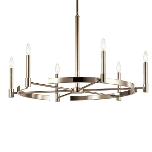Tolani 6-Light Linear Chandelier in Polished Nickel by Kichler