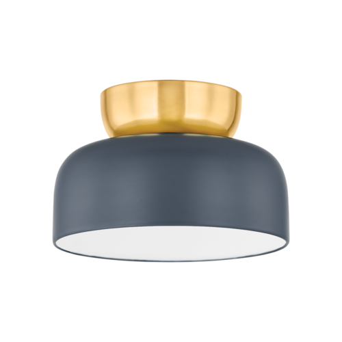 Mitzi by Hudson Valley Batya 13-Inch Flush Mount in Brass & Blue by Mitzi by Hudson Valley H890501L-AGB/SBL