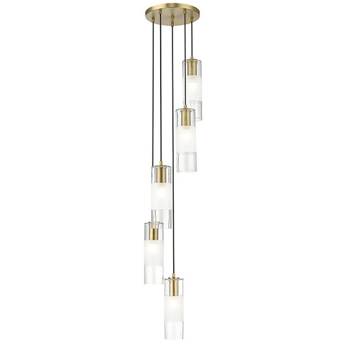 Z-Lite Z-Lite Alton Modern Gold Multi-Light Pendant with Cylindrical Shade 824P-5R-MGLD