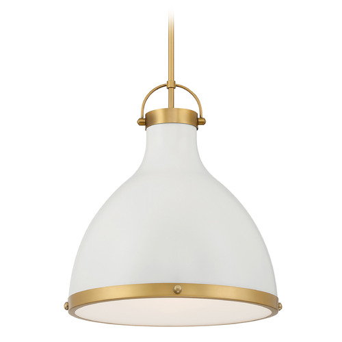 Minka Lavery Lynk Off White Cream & Legacy Brass Pendant Light with Bowl / Dome Shade