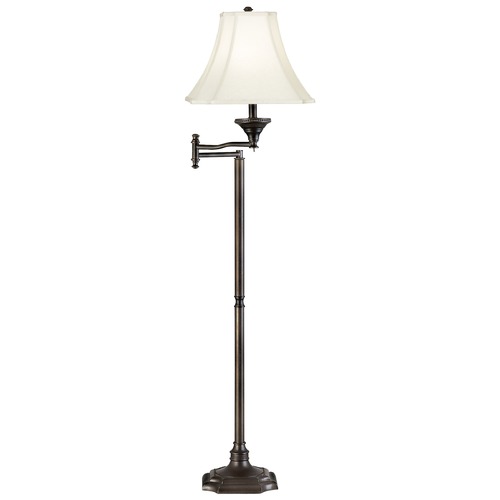 Kenroy Home Lighting Swing Arm Lamp with Beige / Cream Shade in Burnished Bronze Finish 33051BBZ