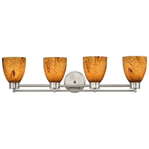 Design Classics Lighting Modern Bathroom Light with Brown Art Glass in Satin Nickel Finish 704-09 GL1001MB