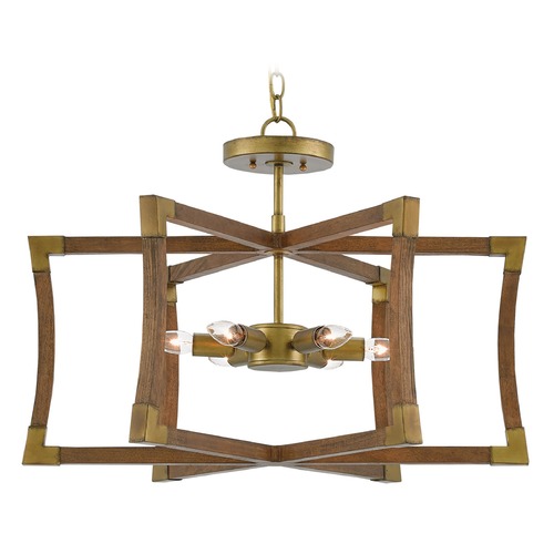 Currey and Company Lighting Currey and Company Bastian Chestnut / Brass Pendant Light 9000-0221