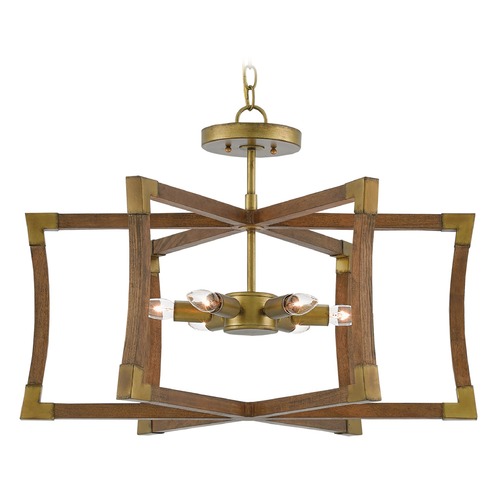 Currey and Company Bastian Chestnut / Brass Pendant Light