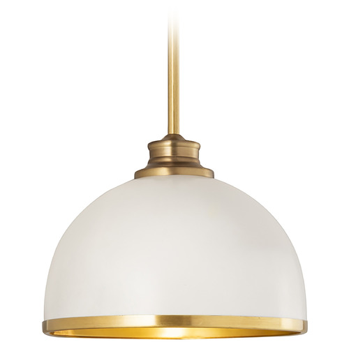 Z-Lite Landry Matte White & Rubbed Brass Mini Pendant by Z-Lite 1004P10-MW-RB