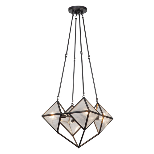 Cairo Chandelier in Urban Bronze with Ribbed Glass by Alora Lighting