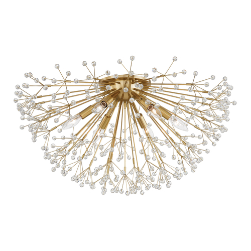 Hudson Valley Lighting Dunkirk 30-Inch Crystal Flush Mount in Aged Brass by Hudson Valley 6028-AGB