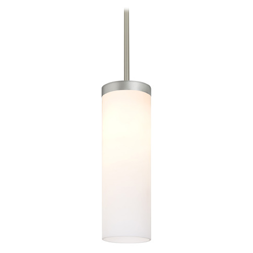 Besa Lighting Besa Lighting Friz Satin Nickel LED Mini-Pendant Light with Cylindrical Shade 1TT-FRIZOG-LED-SN