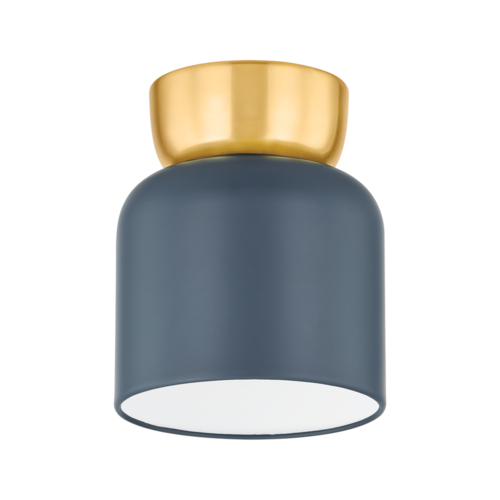 Batya 6.25-Inch Flush Mount in Brass & Blue by Mitzi by Hudson Valley