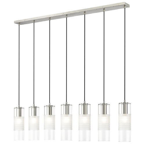 Z-Lite Z-Lite Alton Brushed Nickel Multi-Light Pendant with Cylindrical Shade 824P-7L-BN