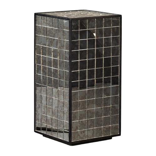 Currey and Company Mosaico Ebony & Antique Mirror Plant Stand