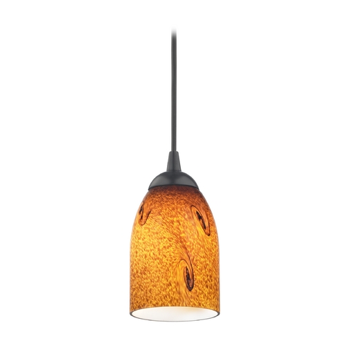 Modern Mini-Pendant Light with Brown Art Glass