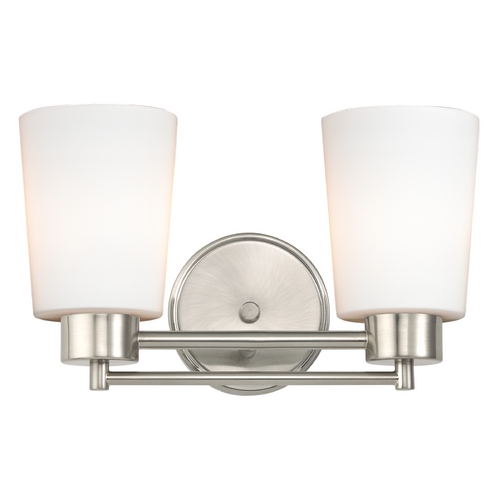 Design Classics Lighting Modern Bathroom Light with White Glass in Satin Nickel Finish 702-09 GL1027