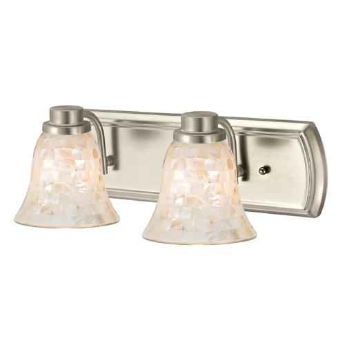 2-Light Mosaic Glass Bath Wall Light in Satin Nickel