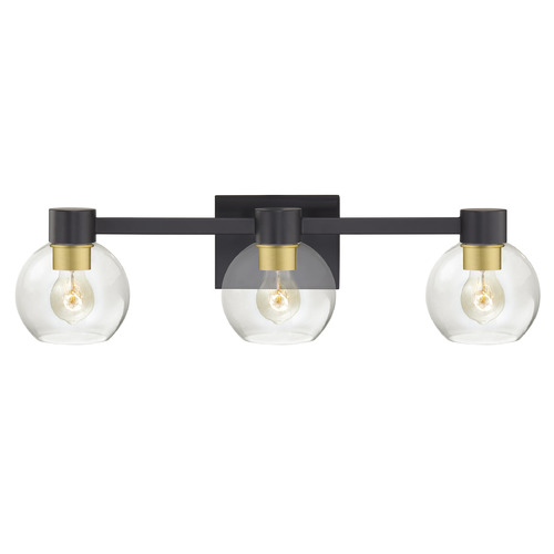 Design Classics Lighting Vashon 3-Light Bath Light in Matte Black & Brass by Design Classics 2103-07 BK SB G1832-CL