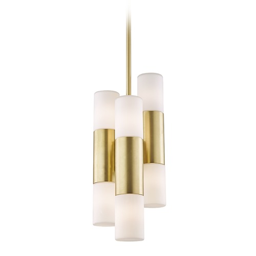 Lola Aged Brass LED Pendant with Cylindrical Shade by Mitzi by Hudson Valley