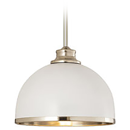 Z-Lite Landry Matte White & Brushed Nickel Mini Pendant by Z-Lite 1004P10-MW-BN