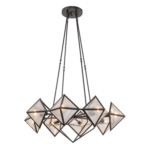 Cairo Chandelier in Urban Bronze with Ribbed Glass by Alora Lighting
