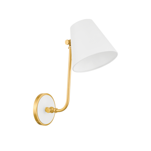 Mitzi by Hudson Valley Georgann Wall Sconce in Aged Brass & White by Mitzi by Hudson Valley H891101-AGB/SWH