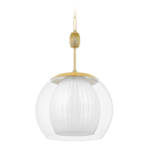 Hudson Valley Lighting Clementon Aged Brass LED Pendant Light with Bowl / Dome Shade