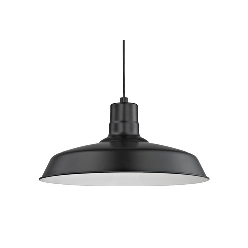 Recesso 16-Inch Black Pendant Barn Light with Cord
