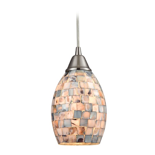 Elk Lighting Elk Lighting Capri Satin Nickel Mini-Pendant Light with Bowl / Dome Shade 10444/1