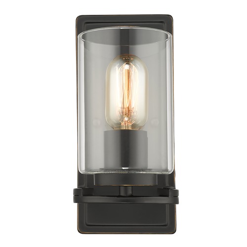 Golden Lighting Monroe Black & Gold Sconce by Golden Lighting 7041-1WBLK-CLR