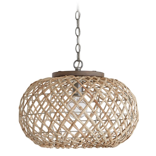 Rainey 18.50-Inch Natural Rattan Pendant in Grey Wash & Antique Nickel by Capital Lighting