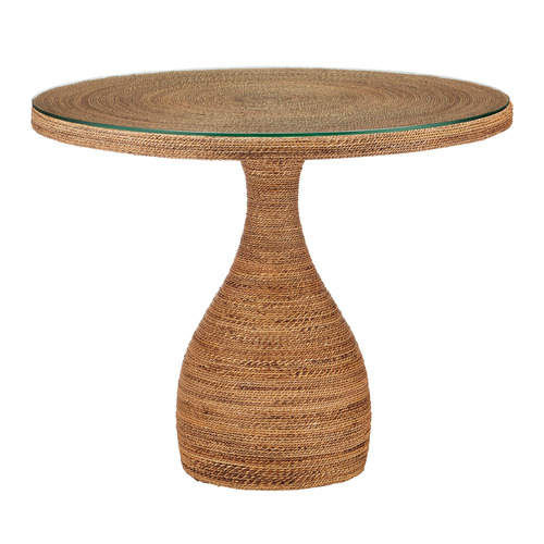 Currey and Company Dominica Natural Abaca Rope & Clear Table