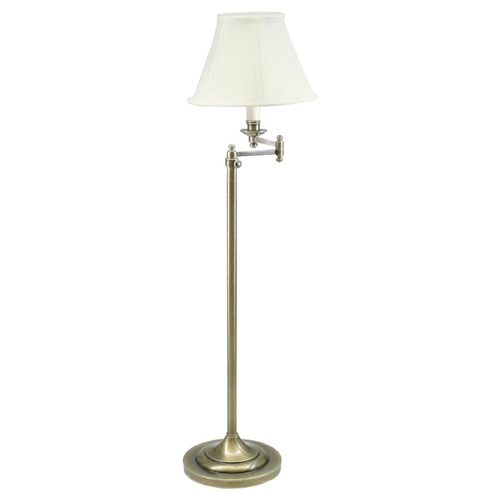 House of Troy Lighting Swing Arm Lamp with White Shade in Antique Brass Finish CL200-AB