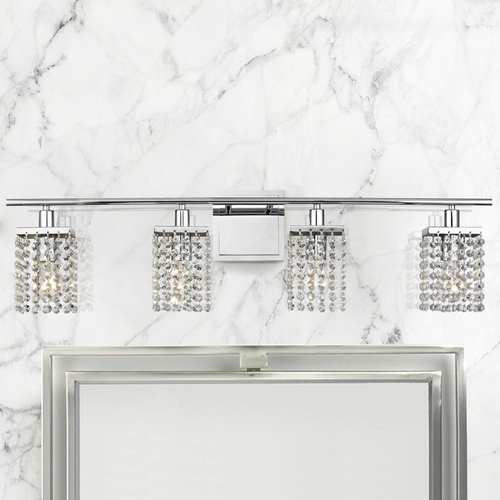 Pluie 36-Inch Vanity Light in Chrome with Crystal Accents