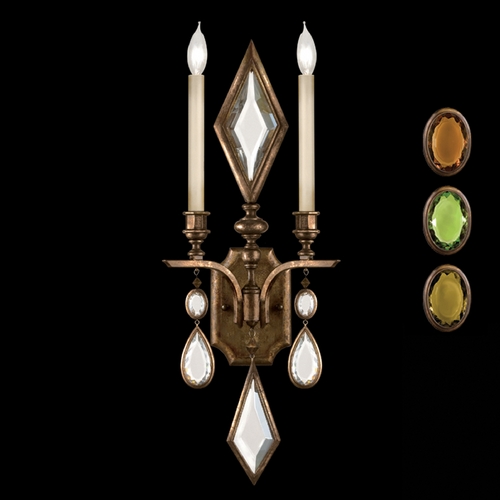 Fine Art Lamps Encased Gems Bronze Patina Sconce