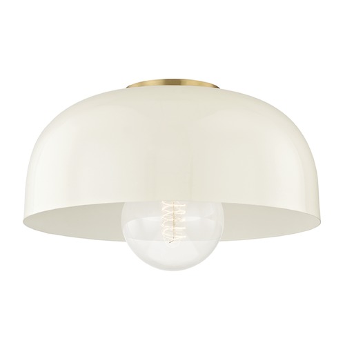 Avery Aged Brass & Cream Semi-Flush Mount by Mitzi by Hudson Valley