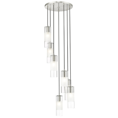 Z-Lite Z-Lite Alton Brushed Nickel Multi-Light Pendant with Cylindrical Shade 824P-7R-BN