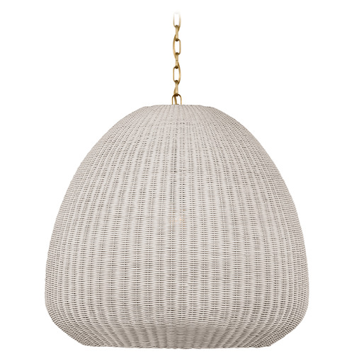 Kokomo Antique Brass Chalk Wicker Pendant