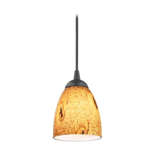 Modern Mini-Pendant Light with Brown Art Glass