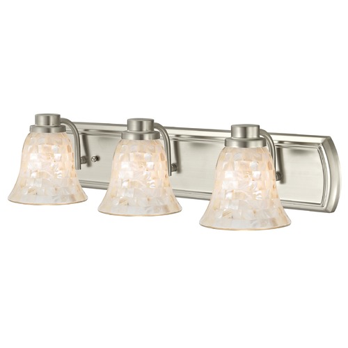 Design Classics Lighting 3-Light Mosaic Glass Bath Wall Light in Satin Nickel 1203-09 GL9222-M