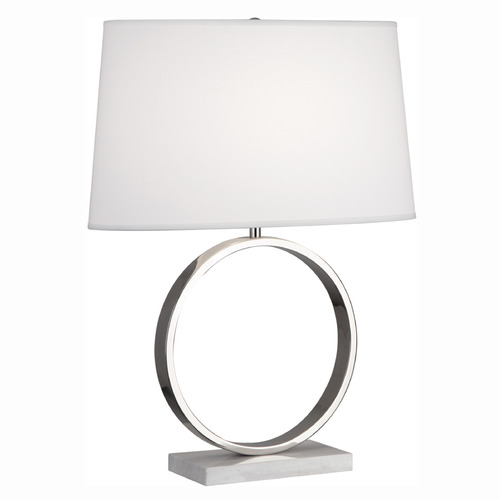 Robert Abbey Logan Polished Nickel / Carrera Marble Table Lamp with Oval Shade