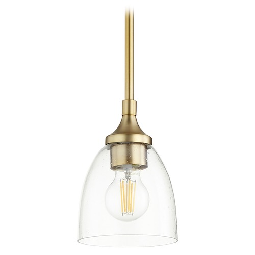 Quorum Lighting Quorum Lighting Enclave Aged Brass Mini-Pendant Light with Bowl / Dome Shade 3059-280