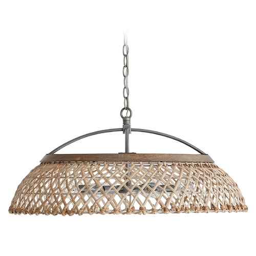 Rainey 29-Inch Natural Rattan Pendant in Grey Wash & Antique Nickel by Capital Lighting