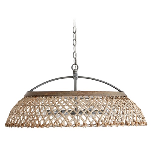 Capital Lighting Rainey 29-Inch Natural Rattan Pendant in Grey Wash & Antique Nickel by Capital Lighting 340862GK