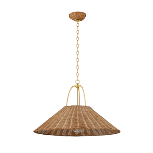 Mitzi by Hudson Valley Davida 30-Inch Pendant in Aged Brass by Mitzi by Hudson Valley H894701L-AGB