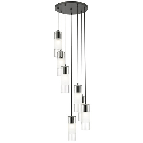 Z-Lite Z-Lite Alton Matte Black Multi-Light Pendant with Cylindrical Shade 824P-7R-MB