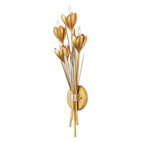 Currey and Company Hortensia Contemporary Gold Leaf / Gold / Silver Leaf Sconce